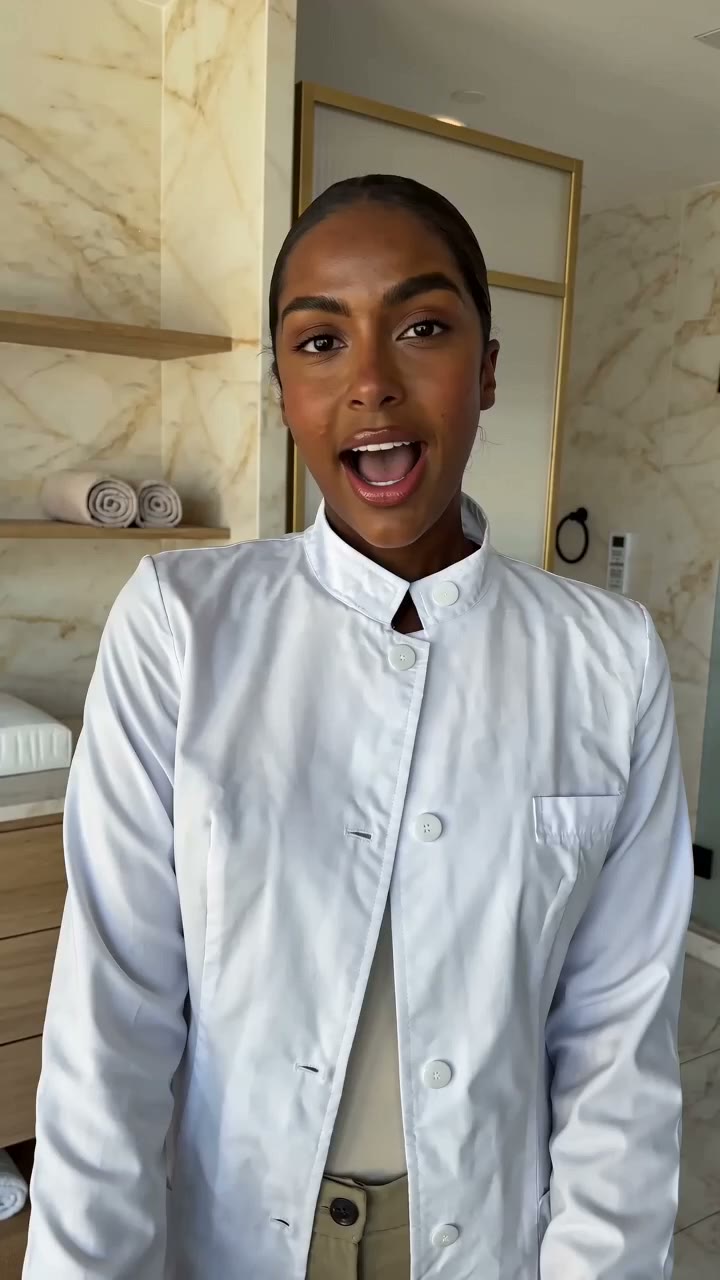 AI-generated presenter from an earlier beauty-spa concept ad