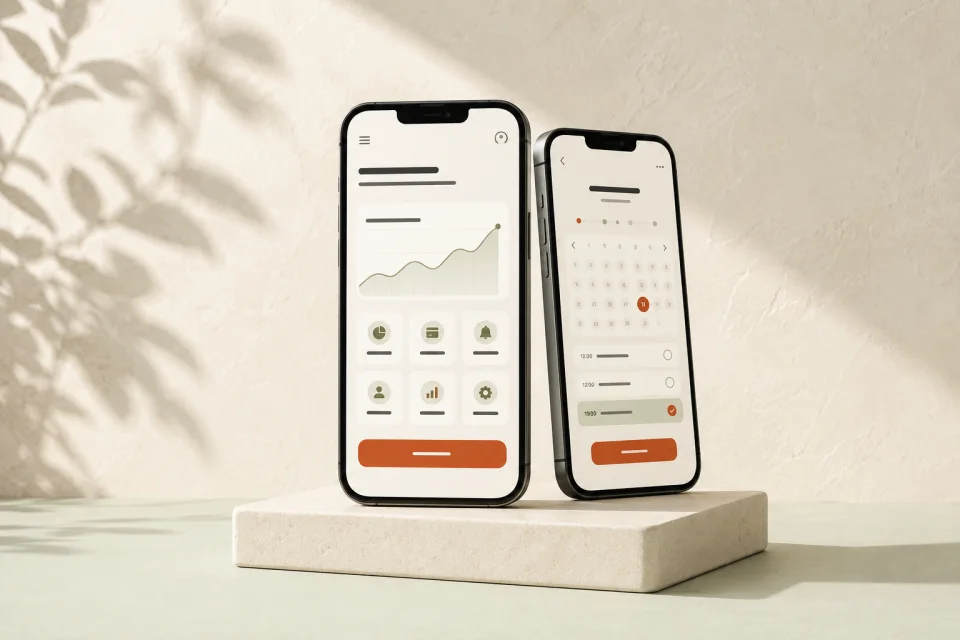 Illustration of two mobile app screens