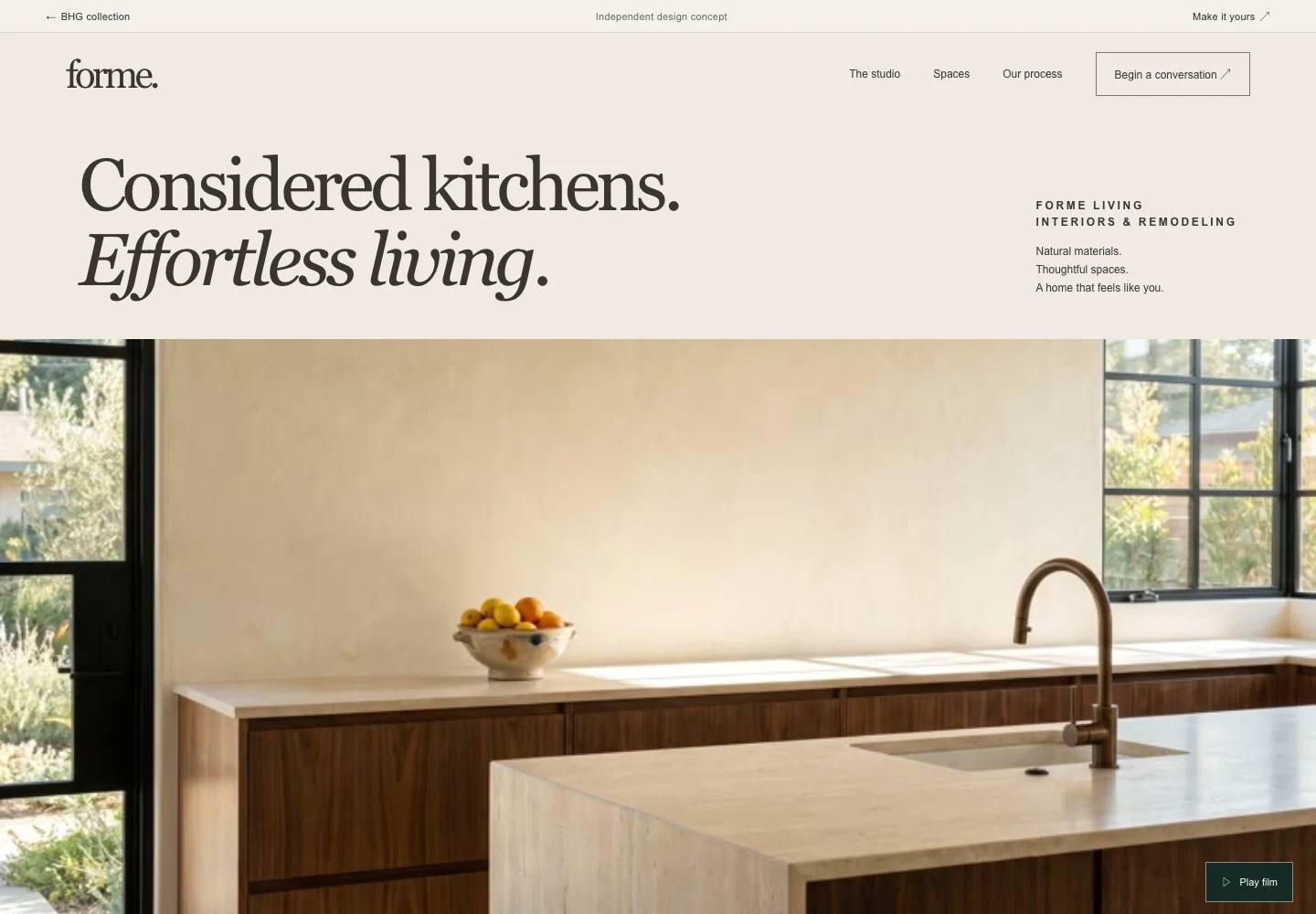 Forme Living website presentation